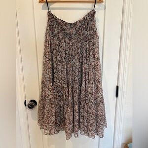 Lauren Ralph Lauren Floral Crinkle Georgette Tiered Skirt